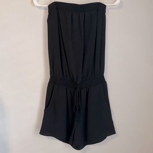 black strapless romper